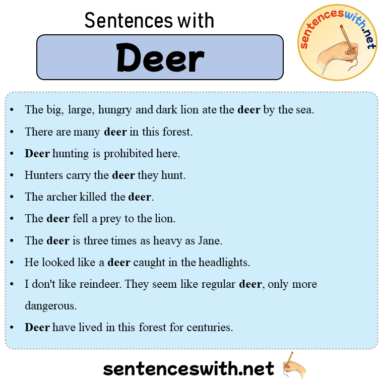 Sentences with Deer, 10 Sentences about Deer in English - SentencesWith.Net