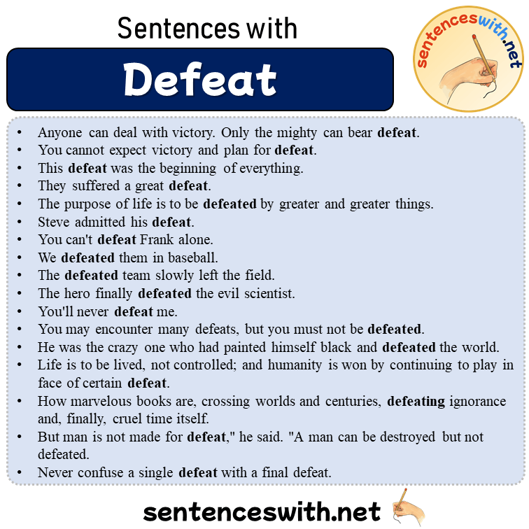 Sentences with Defeat, 17 Sentences about Defeat in English