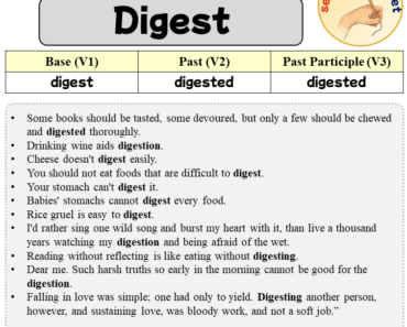 Sentences with Digest, Past and Past Participle Form Of Digest V1 V2 V3