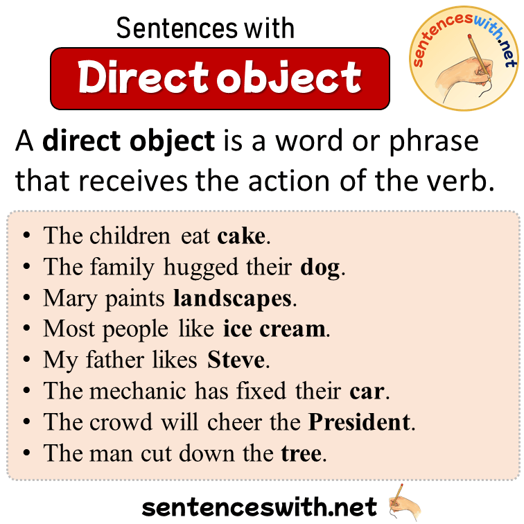 Sentences with Direct object, Sentences about Direct object in English