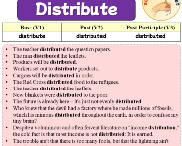 Sentences with Distribute, Past and Past Participle Form Of Distribute V1 V2 V3