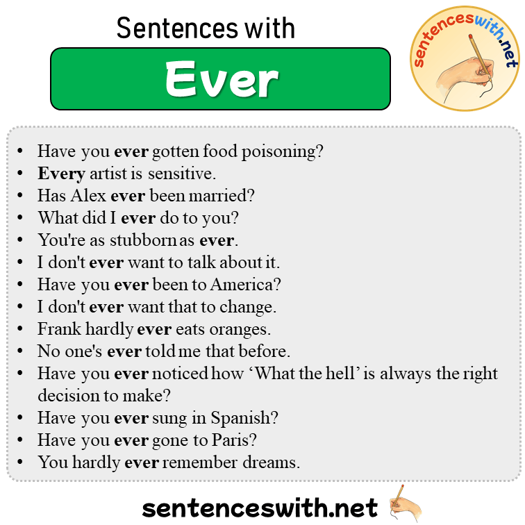 Sentences with Ever, 14 Sentences about Ever in English