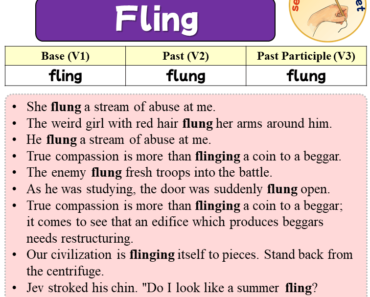 Sentences with Fling, Past and Past Participle Form Of Fling V1 V2 V3
