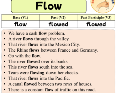 Sentences with Flow, Past and Past Participle Form Of Flow V1 V2 V3