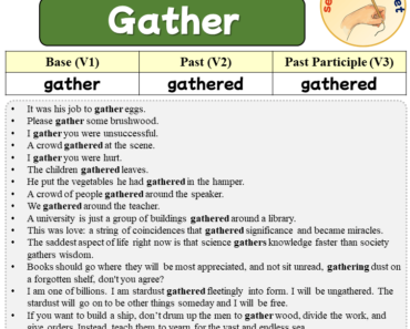 Sentences with Gather, Past and Past Participle Form Of Gather V1 V2 V3