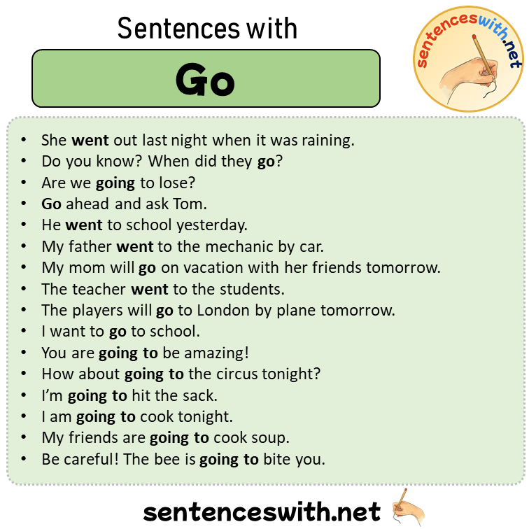 Sentences with Go, 16 Sentences about Go in English