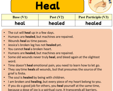 Sentences with Heal, Past and Past Participle Form Of Heal V1 V2 V3