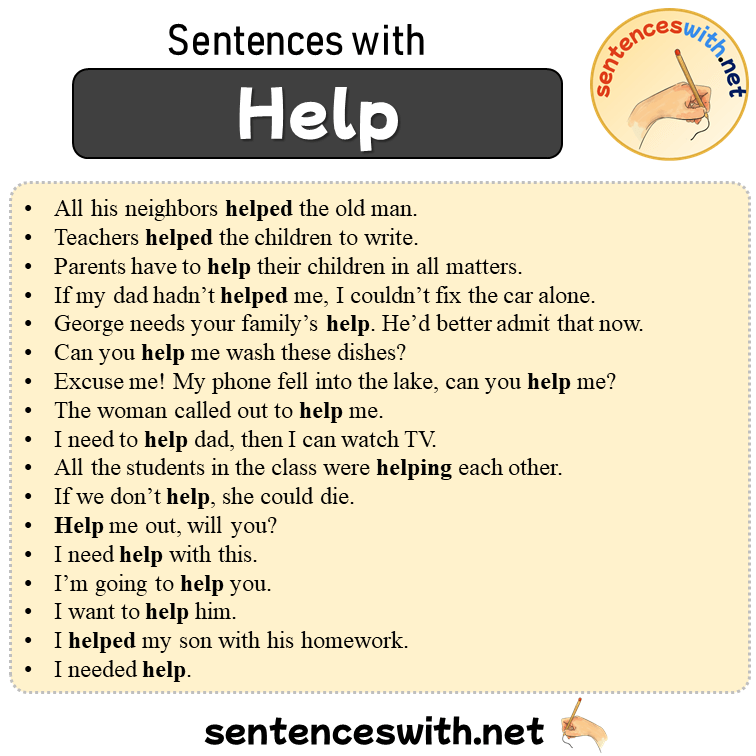 Sentences with Help, 17 Sentences about Help in English