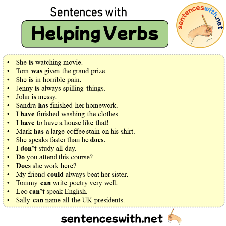 What Are Some Sentences With Helping Verbs