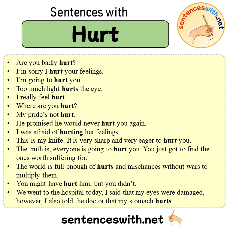 Sentences with Hurt, 14 Sentences about Hurt in English