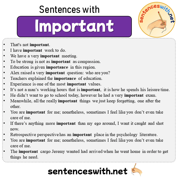 Sentences with Important, 16 Sentences about Important in English