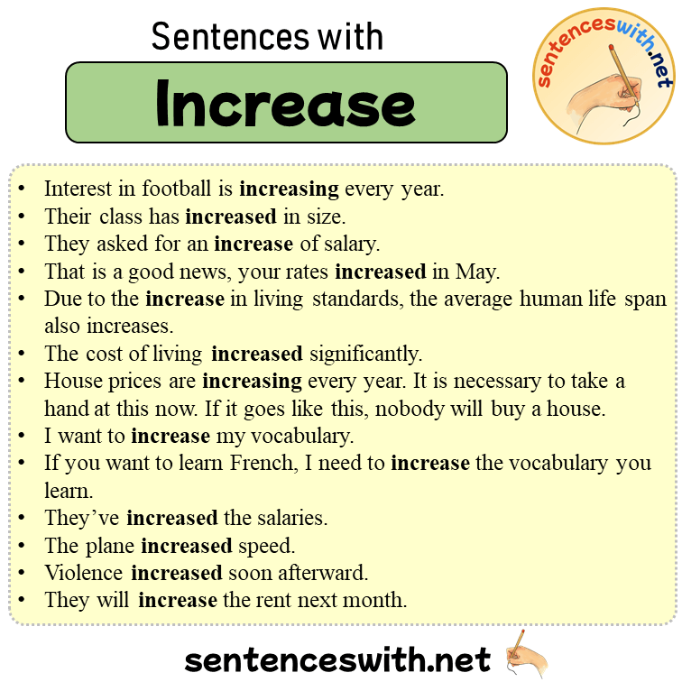 Sentences with Increase, 13 Sentences about Increase in English