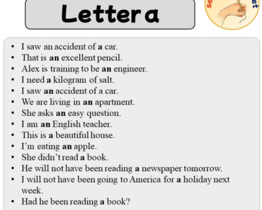Sentences with Letter a, 14 Sentences about Letter a in English
