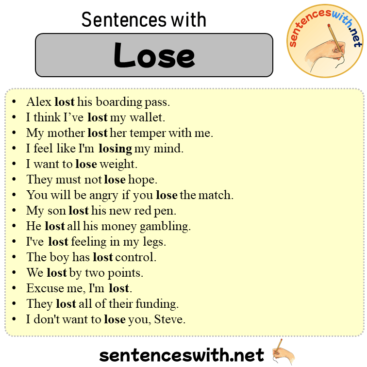Sentences with Lose, 15 Sentences about Lose in English