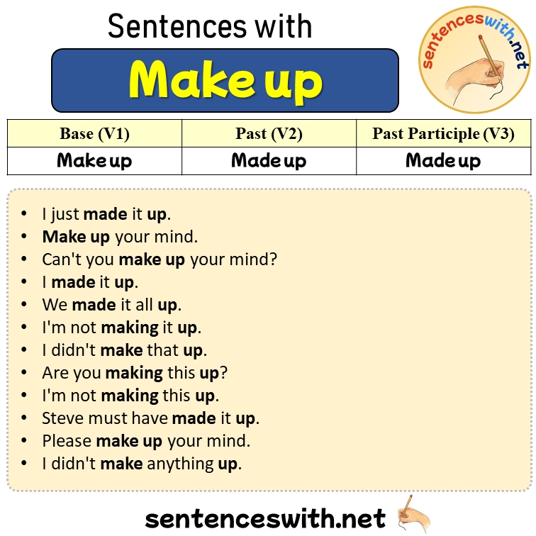 Sentences with Make up, Past and Past Participle Form Of Make up V1 V2 V3