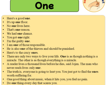 Sentences with One, 15 Sentences about One in English