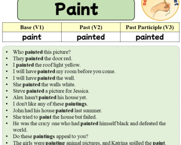 Sentences with Paint, Past and Past Participle Form Of Paint V1 V2 V3