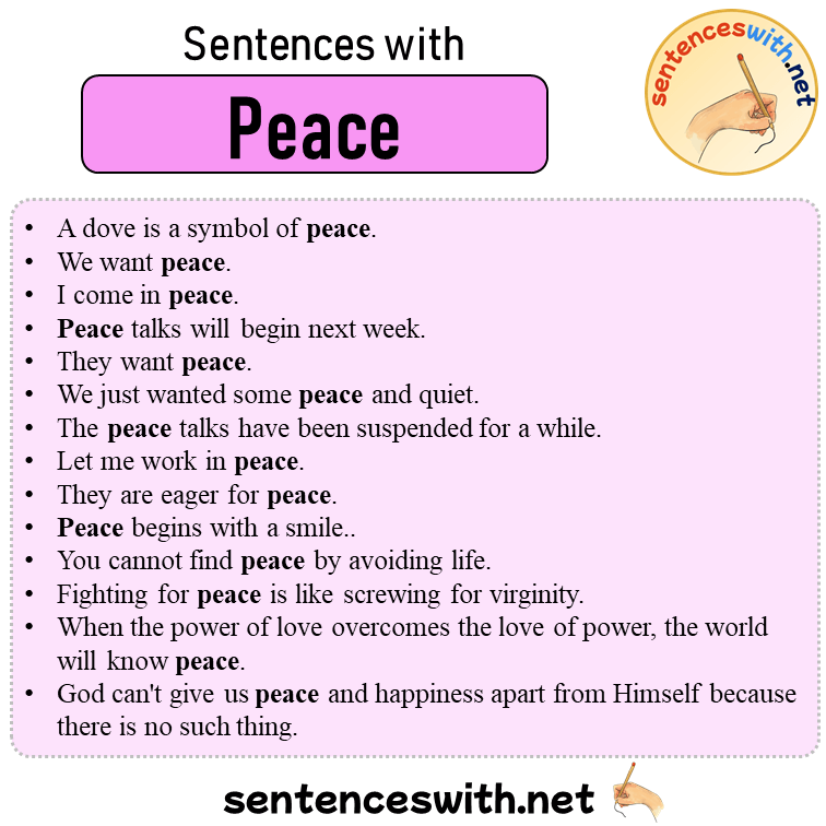 Sentences with Peace, 14 Sentences about Peace in English