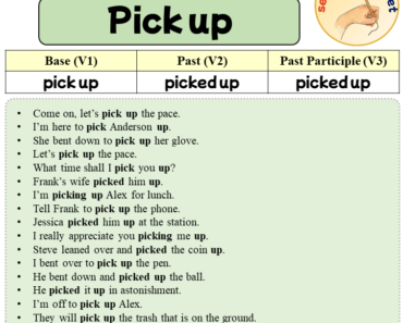 Sentences with Pick up, Past and Past Participle Form Of Pick up V1 V2 V3