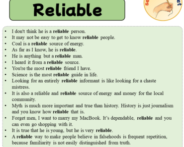 Sentences with Reliable, 14 Sentences about Reliable in English