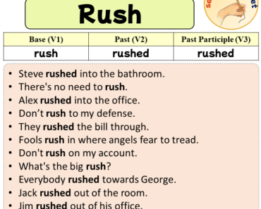 Sentences with Rush, Past and Past Participle Form Of Rush V1 V2 V3