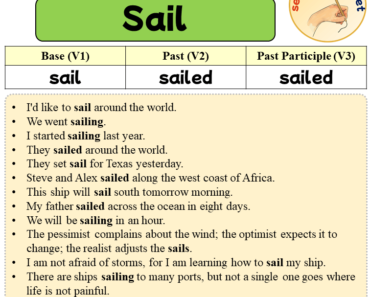 Sentences with Sail, Past and Past Participle Form Of Sail V1 V2 V3
