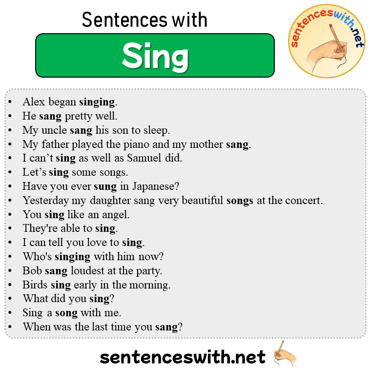 Sentences with Sing, 17 Sentences about Sing in English