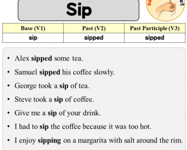 Sentences with Sip, Past and Past Participle Form Of Sip V1 V2 V3