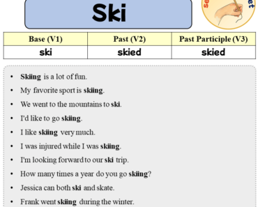 Sentences with Ski, Past and Past Participle Form Of Ski V1 V2 V3