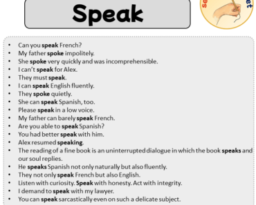 Sentences with Speak, 19 Sentences about Speak in English