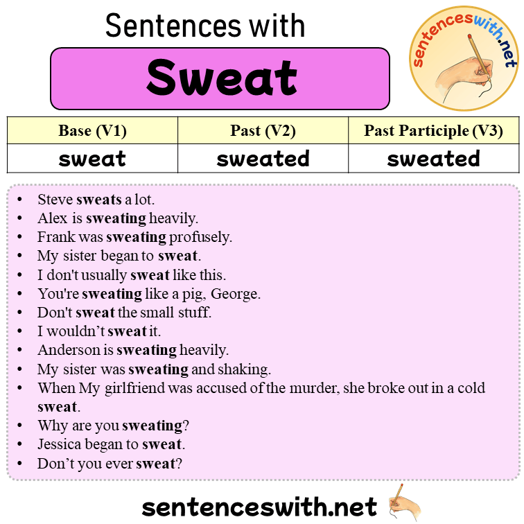 Sentences with Sweat, Past and Past Participle Form Of Sweat V1 V2 V3