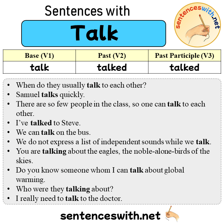 Sentences with Talk, Past and Past Participle Form Of Talk V1 V2 V3