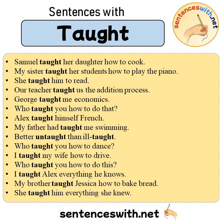 Sentences with Taught, 15 Sentences about Taught in English