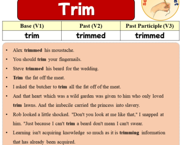 Sentences with Trim, Past and Past Participle Form Of Trim V1 V2 V3