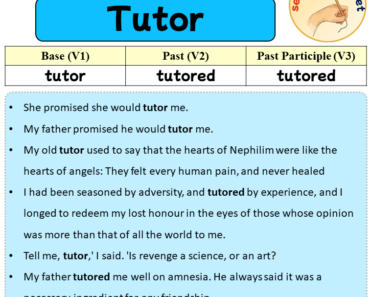 Sentences with Tutor, Past and Past Participle Form Of Tutor V1 V2 V3