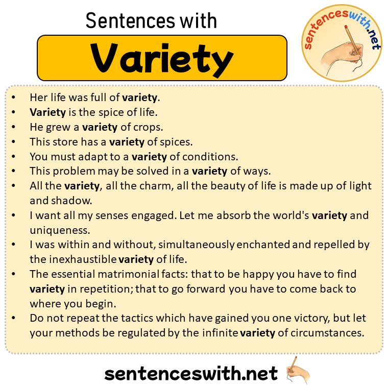 Sentences with Variety, 11 Sentences about Variety in English