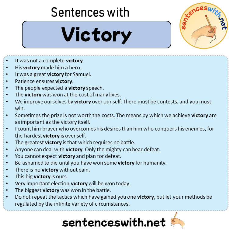 Sentences with Victory, 18 Sentences about Victory in English