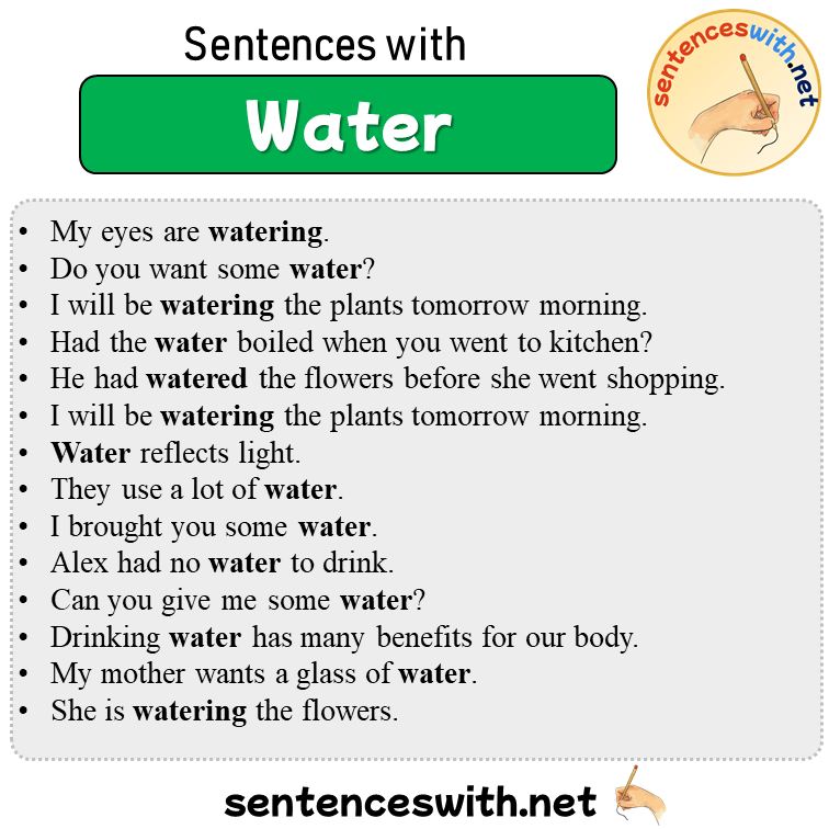 Sentences with Water, 14 Sentences about Water in English