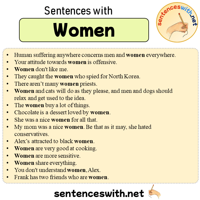 Sentences with Women, 16 Sentences about Women in English