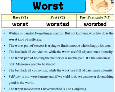Sentences with Worst, Past and Past Participle Form Of Worst V1 V2 V3