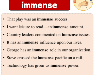 Sentences with immense, Sentences about immense in English
