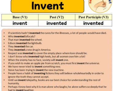 Sentences with Invent, Past and Past Participle Form Of Invent V1 V2 V3