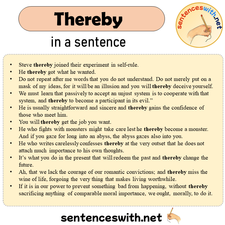 Thereby in a Sentence, Sentences of Thereby in English