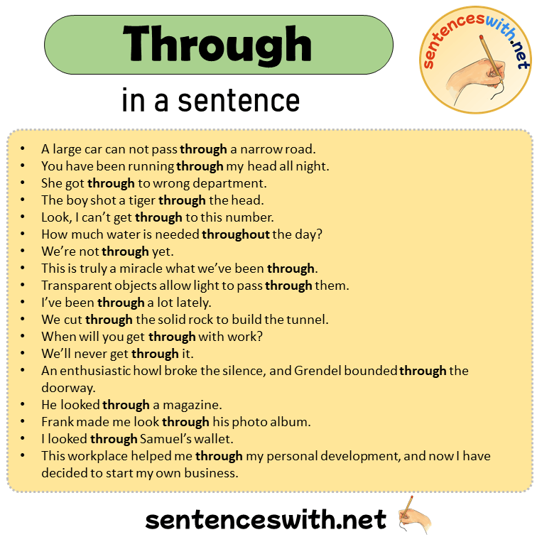 Through in a Sentence, Sentences of Through in English