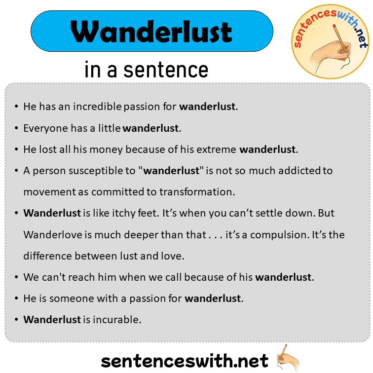 Wanderlust in a Sentence, Sentences of Wanderlust in English