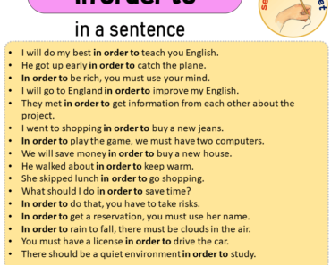 in order to in a Sentence, Sentences of in order to in English