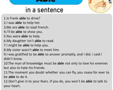 Able in a Sentence, Sentences of Able in English