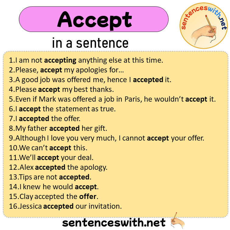 Accept in a Sentence, Sentences of Accept in English
