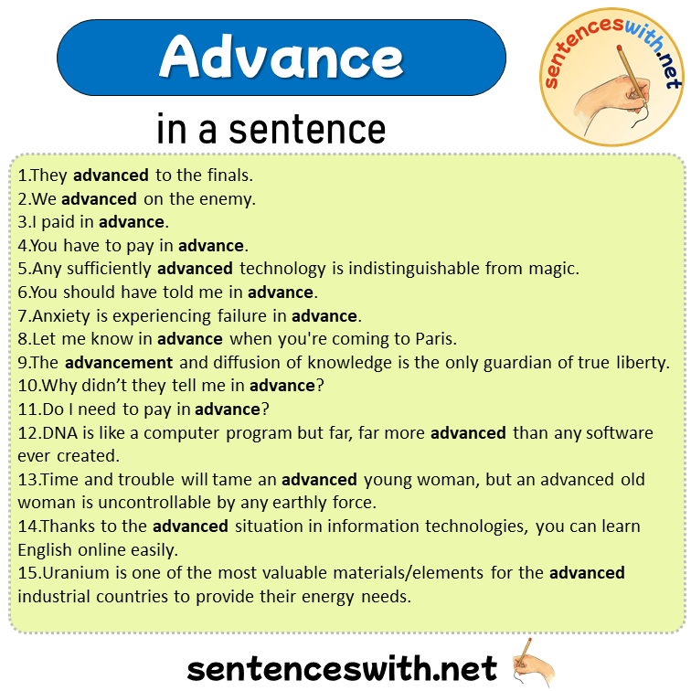 Advance in a Sentence, Sentences of Advance in English