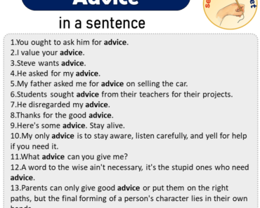 Advice in a Sentence, Sentences of Advice in English